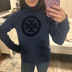 Tory Burch Authentic Knit Turtleneck Sweater with Logo